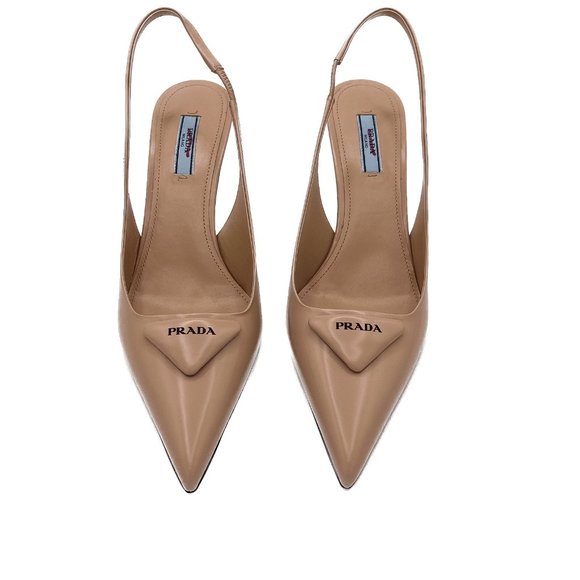 Prada Shoes - Prada 80 Pointed Toe Slingback Leather Sandals Made In Italy